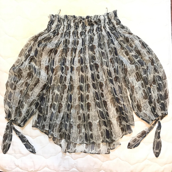 Off Shoulder Top Snakeskin Chiffon Blouse SILK - Picture 6 of 8